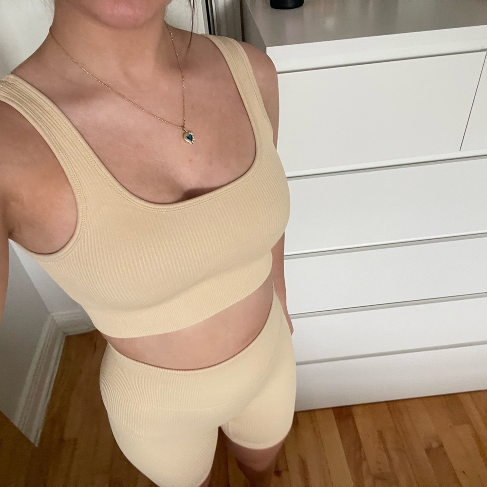 Cream workout set from Amazon